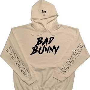 Bad Bunny Hoodie White (Black Design)
